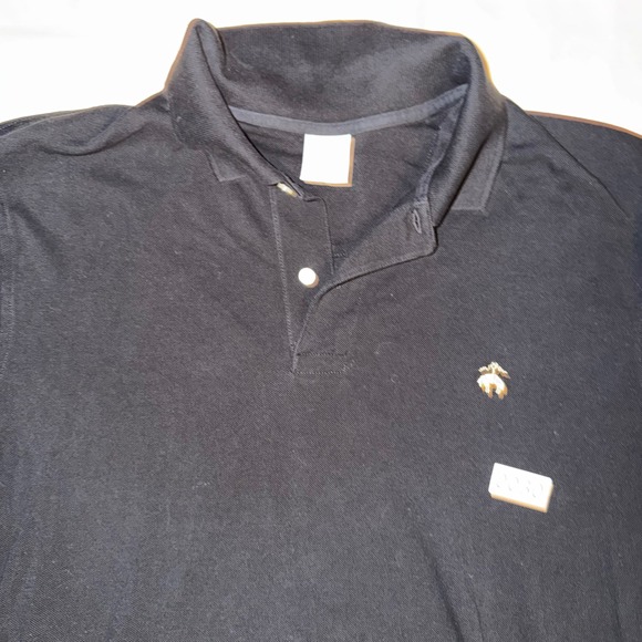 Brooks Brothers Mens XL Black Pique Short Sleeve Polo Shirt Golden Fleece - Picture 2 of 5